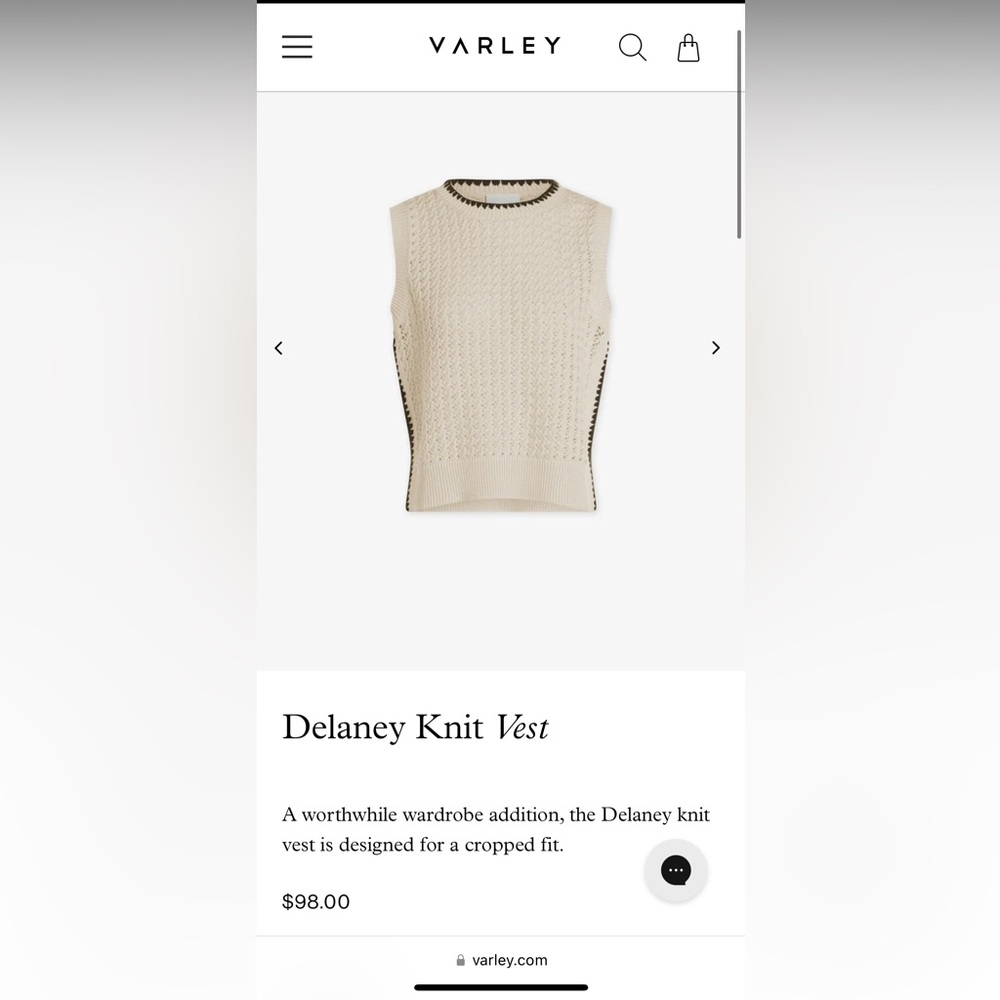 Varley Delaney Knit Vest in Birch Size Small